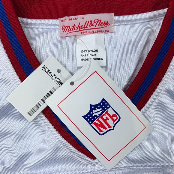 VTG Buffalo Bills Jersey Men 54 White Jim Kelly Mitchell Ness Super Bowl NFL NEW - Picture 4 of 16